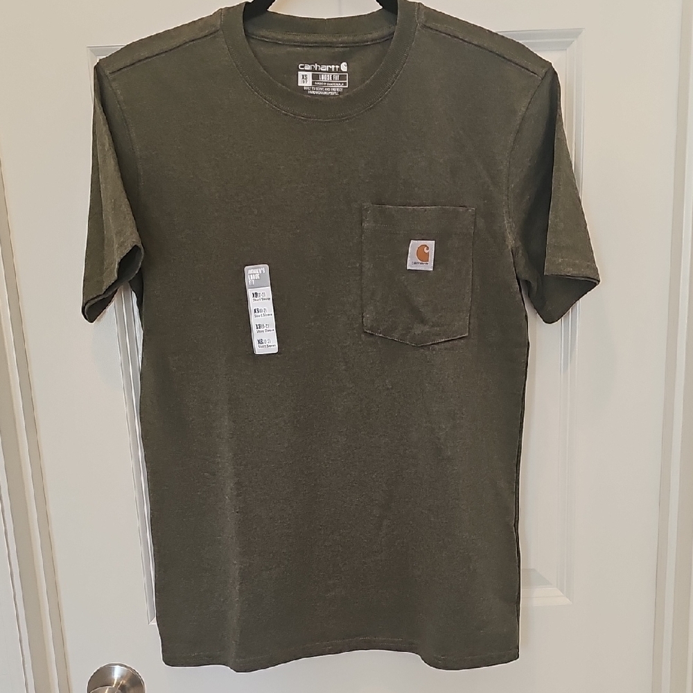 Womens Carhartt Green Short Sleeve Tee Durable Cotton